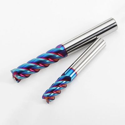 स्टेनलेस स्टील मशीनिंग के लिए nACo4 कोटिंग के साथ 4-फ्लोट वोल्फ्रेम कार्बाइड एंड मिल