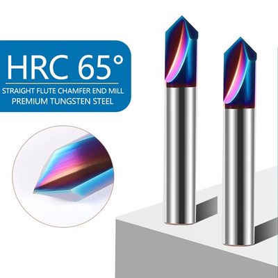 स्टेनलेस स्टील के लिए 90° कोण टंगस्टन कार्बाइड मिलिंग कटर के साथ 65° 2-फ्लूट चैम्फरिंग टूल